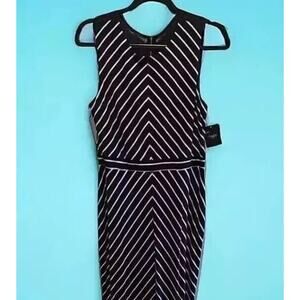 NWT Just Taylor Navy Blue White Stripe Sleeveless Party Bodycon Maxi Dress Sz 10
